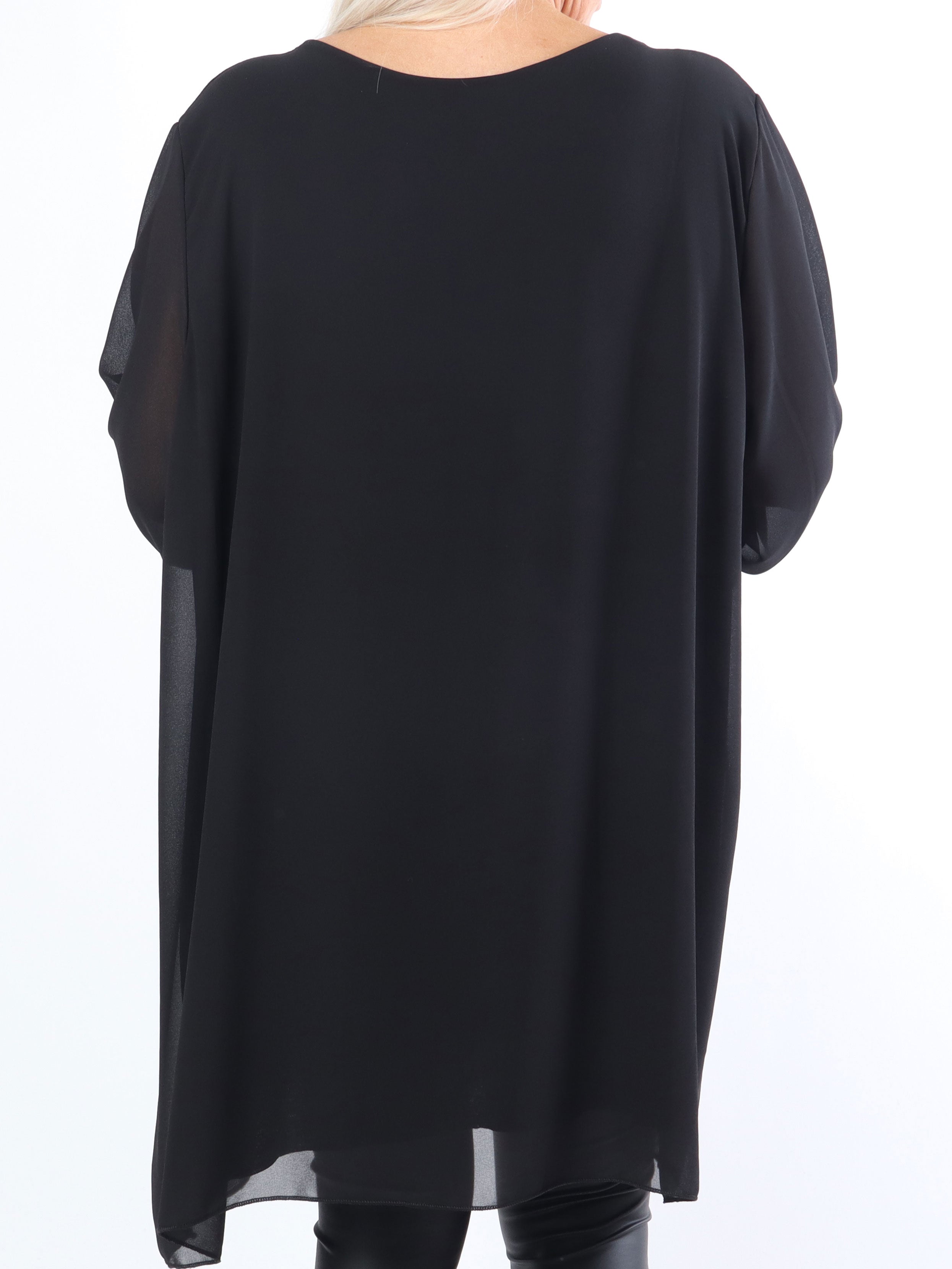 Wanda long sleeve - Plus size tunikakjole i chiffon